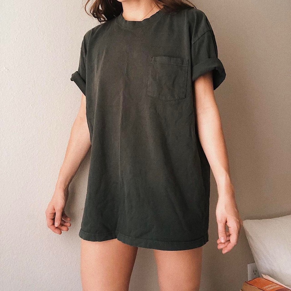 Vintage Oversized Sturdy Cotton Oversized Tee in Forest Green